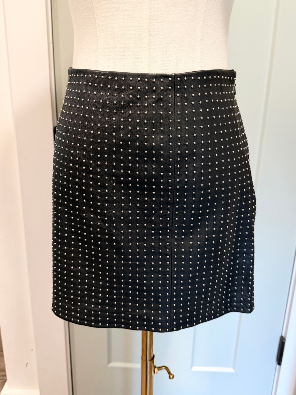 Haute Hippie Genuine Leather Mini Skirt Studded Small